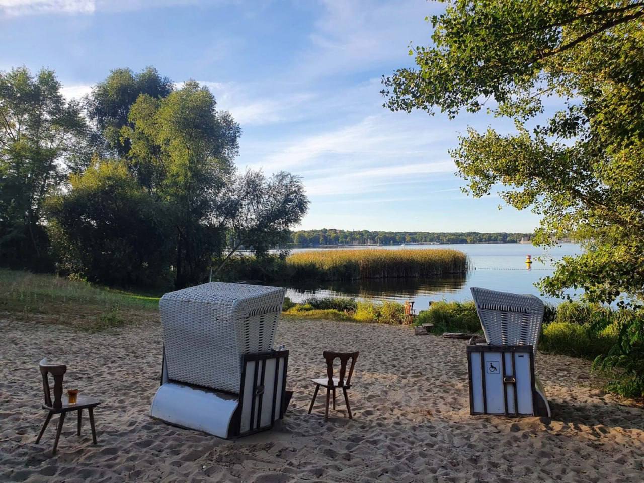 Private beach with lake chairs at Lake Wannsee